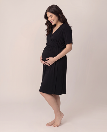 Maternity dress in Black, front view