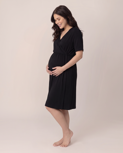 Maternity dress in Black, front view